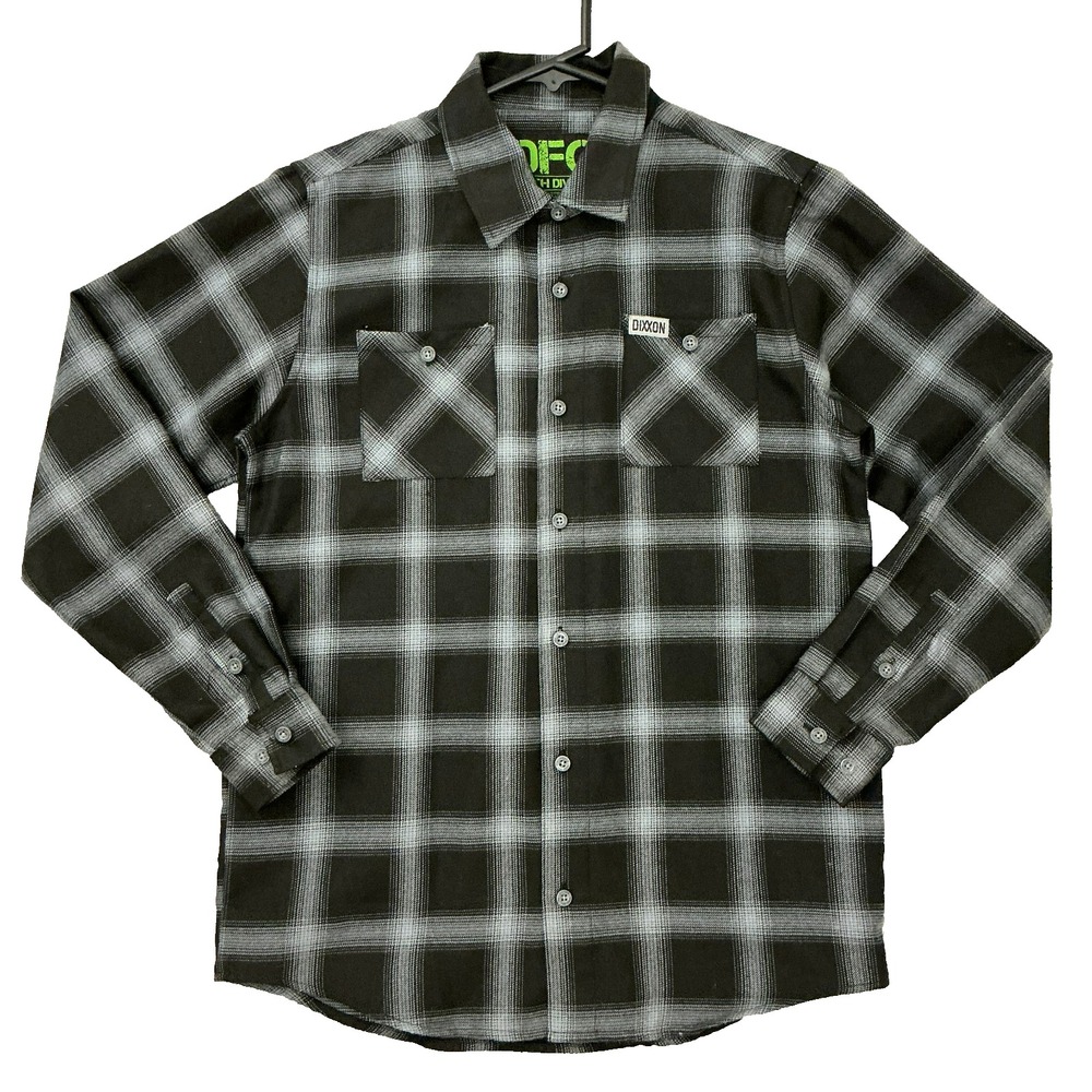 Dixxon Flannel Youth Division D-Tech Plaid Button Up Shirt Boys Size XL Black